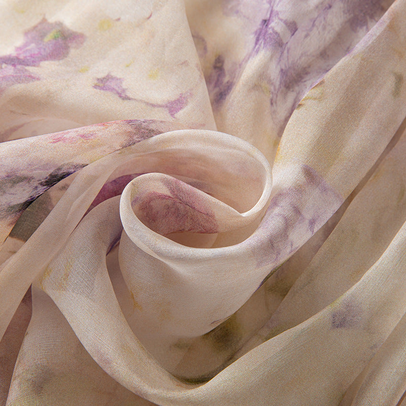 Silk Skirt Women Spring Summer High Waist Slim Fit A-Line Flowy Long Skirt Mulberry Silk Printed Maxi Skirt