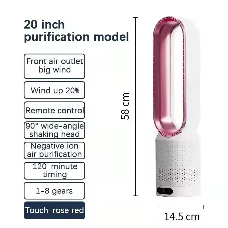 2026 New Bladeless Tower Fan with Air Purifier – Ultra-Quiet Floor & Desk Fan for Bedroom, Home, Office