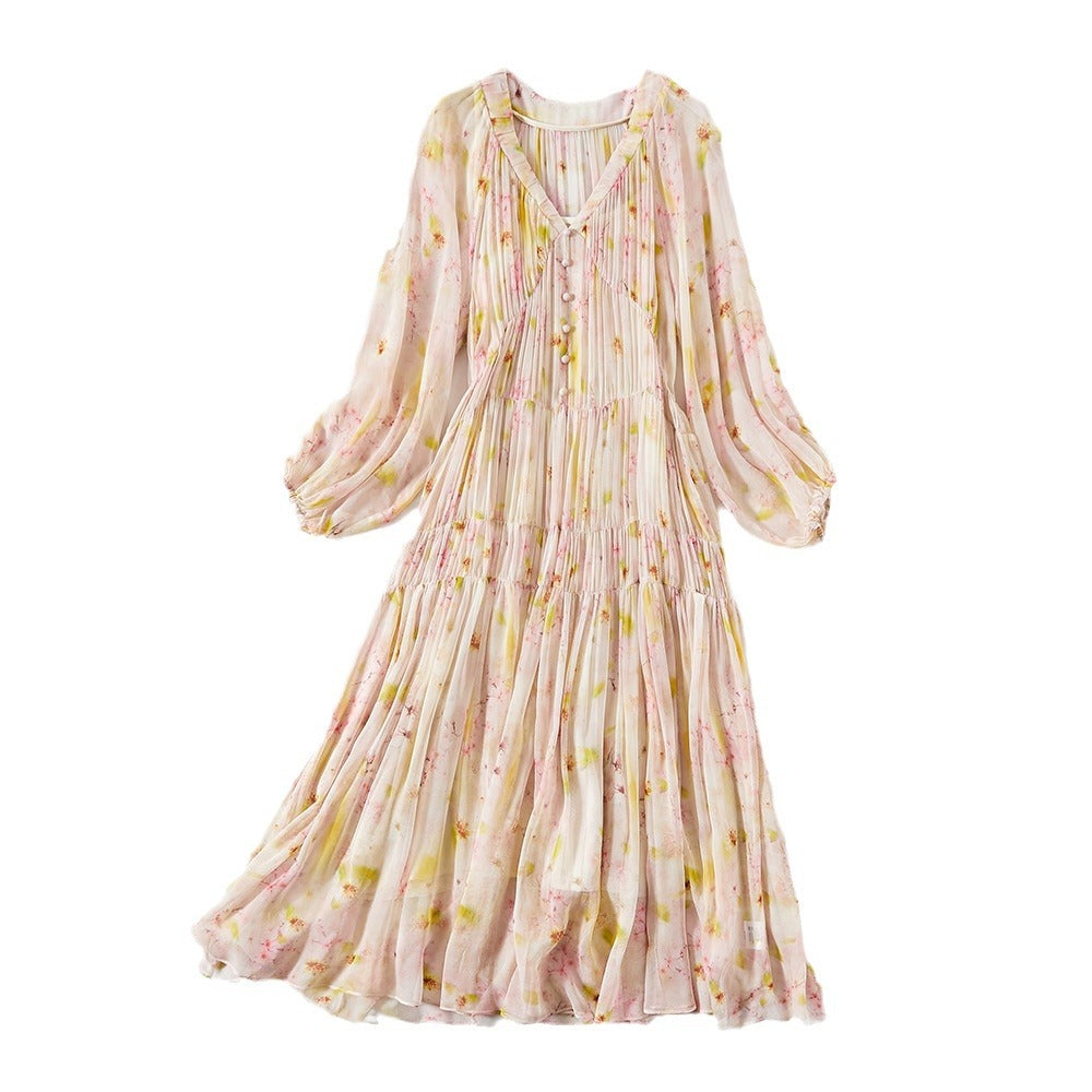 Romantic Style Silk DressOL Elegant Commute, Mulberry Silk Long Dress