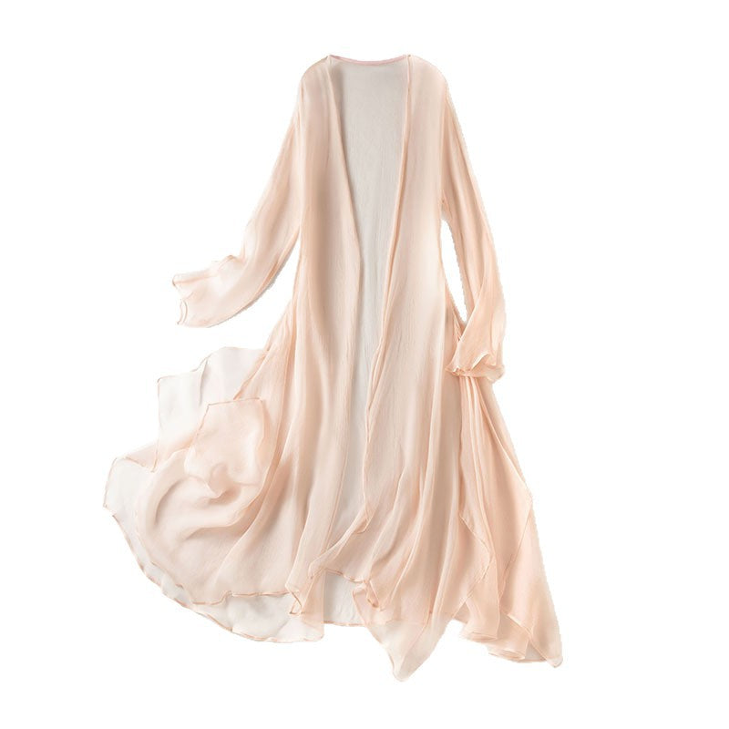 Long sleeved cardigan and long sun protection clothing
