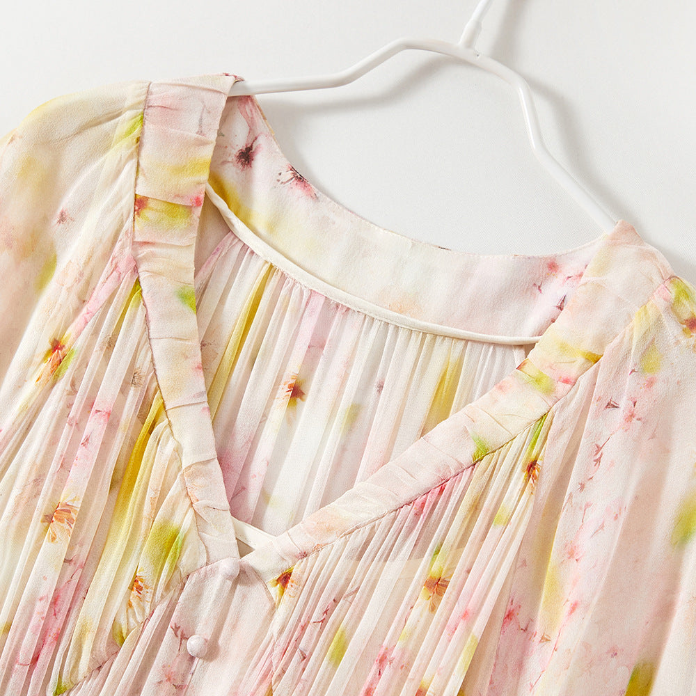 Romantic Style Silk DressOL Elegant Commute, Mulberry Silk Long Dress
