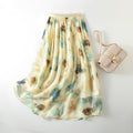 Stylish Lightweight Chiffon Long Skirt with Delicate Peony Print Summer  Fashionable Casual Dress