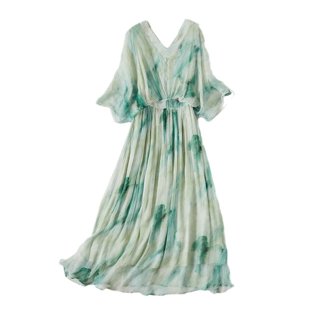 Elegant Silk Dress for Women, Simple and Charming Beach Vacation Maxi Dress