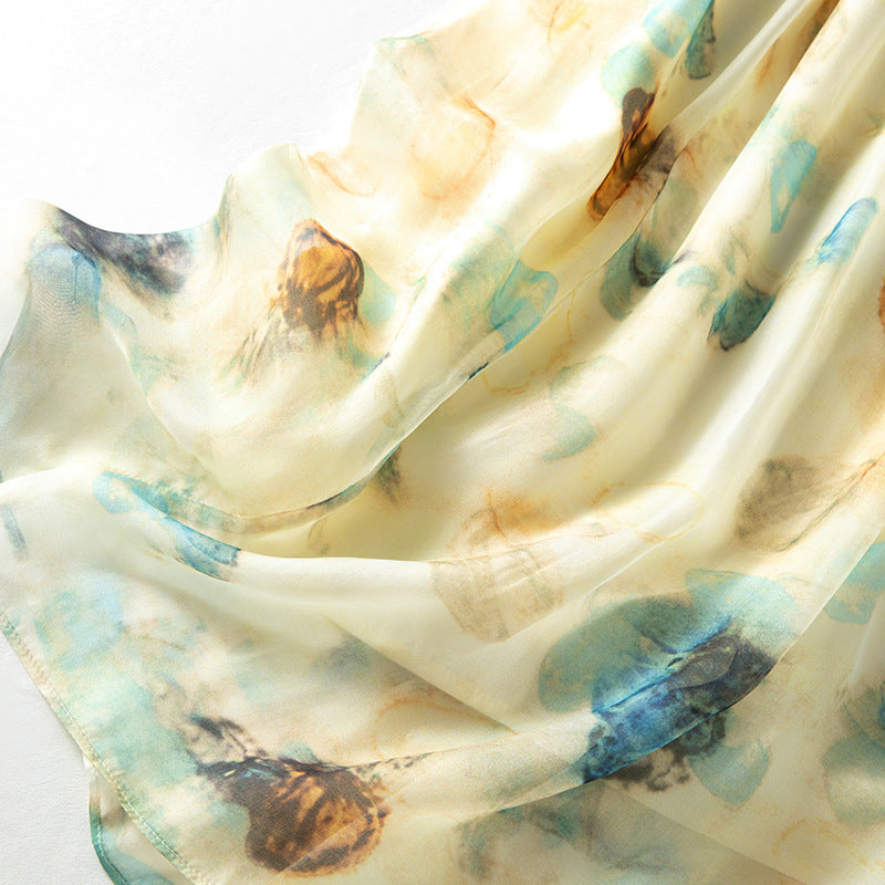Stylish Lightweight Chiffon Long Skirt with Delicate Peony Print Summer  Fashionable Casual Dress