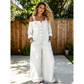 Women's summer casual washed denim wide-leg overalls pants