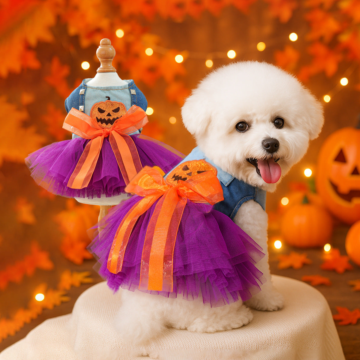 Pet Circle Spring Summer Cute Cartoon Pumpkin Style Whimsical Pumpkin Dress for Dogs and Cats
